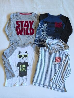 Boys Long Sleeve Graphic Shirt Bundle 4-Pack Lot Size 2T Joe Fresh Simple Joys